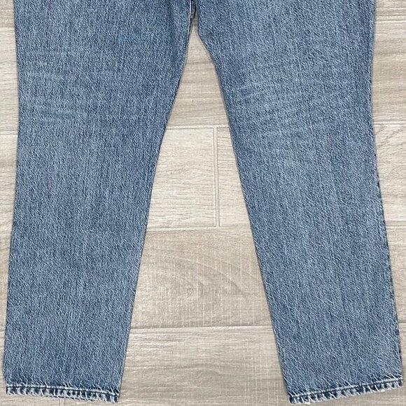 Triarchy Stove Pipe High-Rise Destroyed Distressed Jeans in Light Indigo Denim - Picture 10 of 16